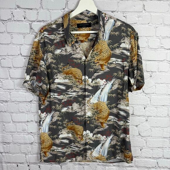 AllSaints Sumatra Hawaiian Tiger Print Shirt Size Medium - Picture 1 of 9